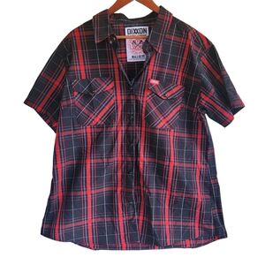 DIXXON Bullseye Plaid Short Sleeve  D-lux Bamboo Shirt Red Black Mens 2XL